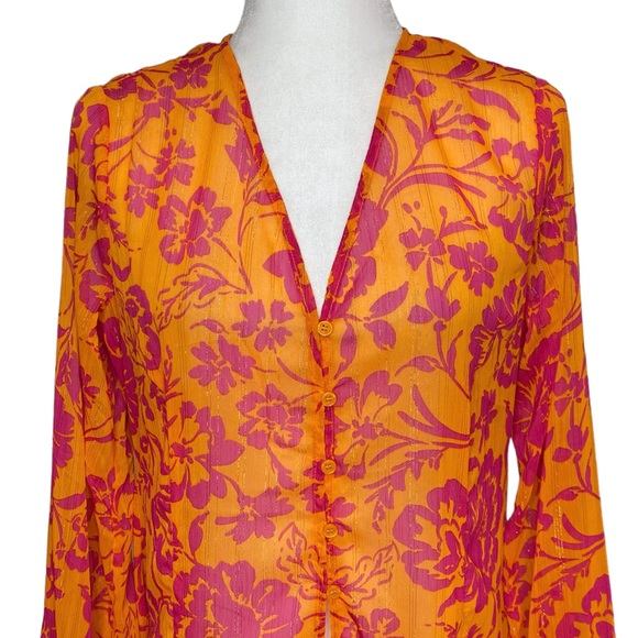 Pink Lily X Natalie Kennedy Meet Me in Turks Floral Maxi Duster Beach Swim Cover - Picture 5 of 15